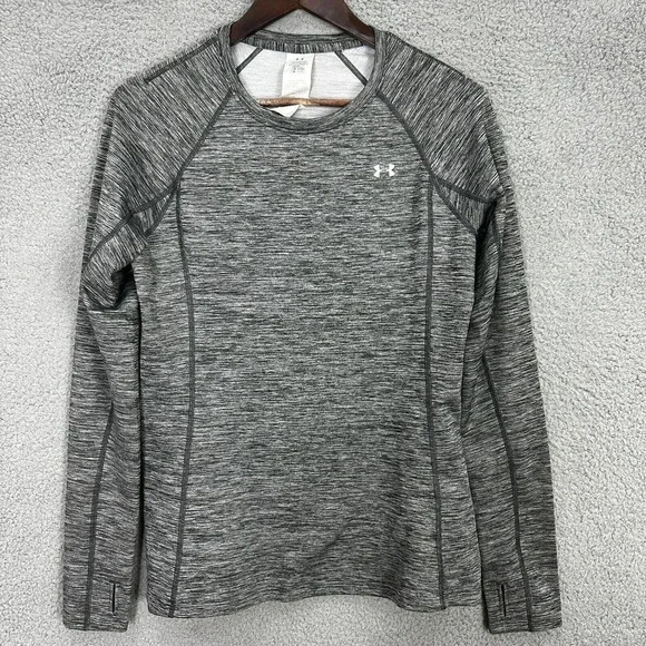 Under armour top‎ womens large gray cozy crew neck thumbhole athletic running - Picture 1 of 7